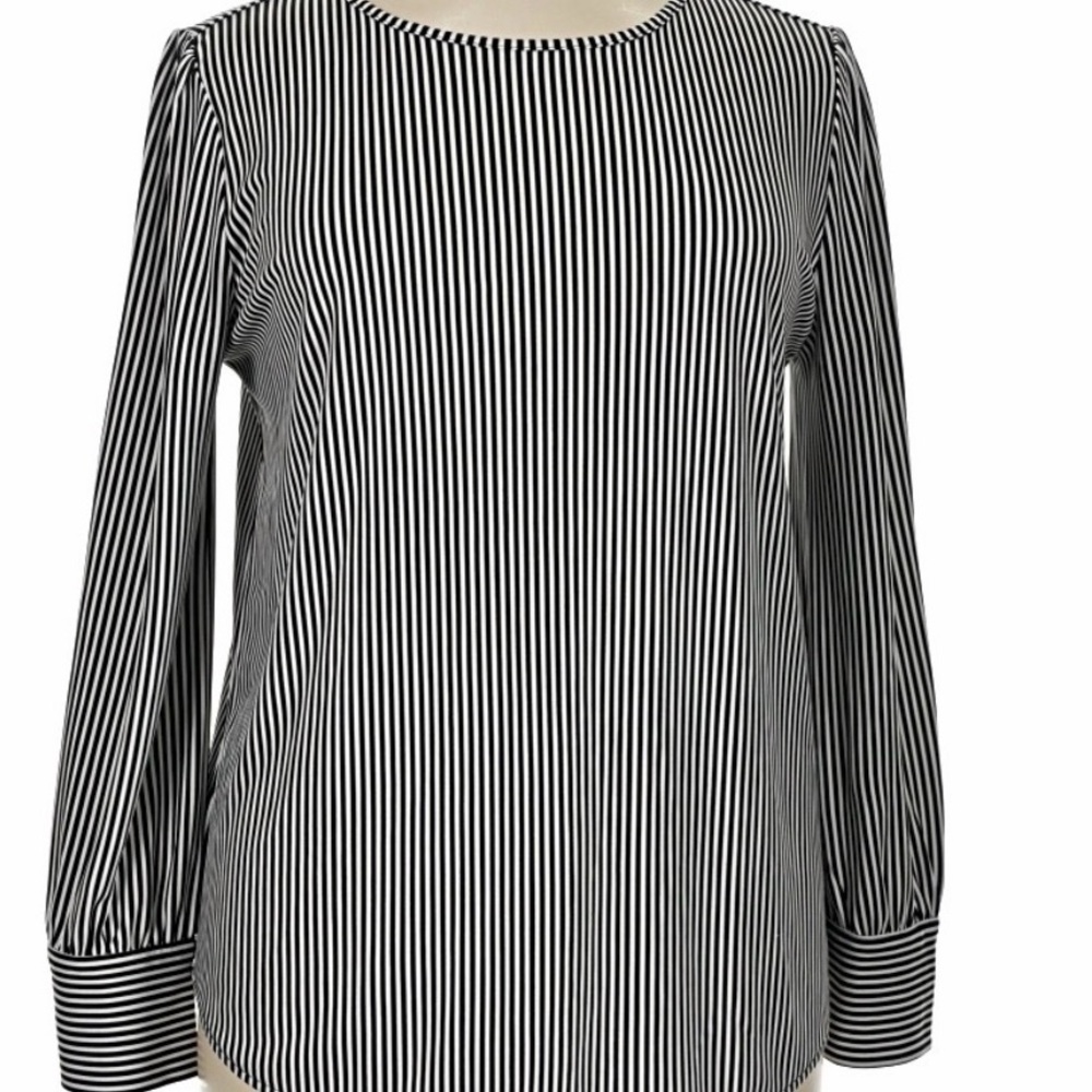 Ann Taylor Monochrome Striped Blouse
